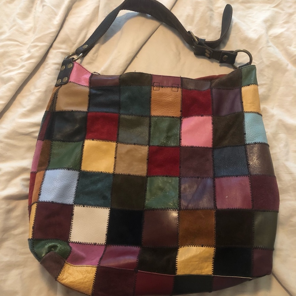 Lucky Brand Leather Oversized Hobo Patchwork Purse
